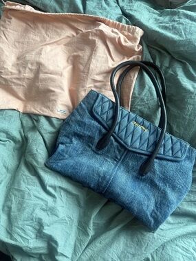 Miu Miu Denim Biker Matelasse Tote Bag